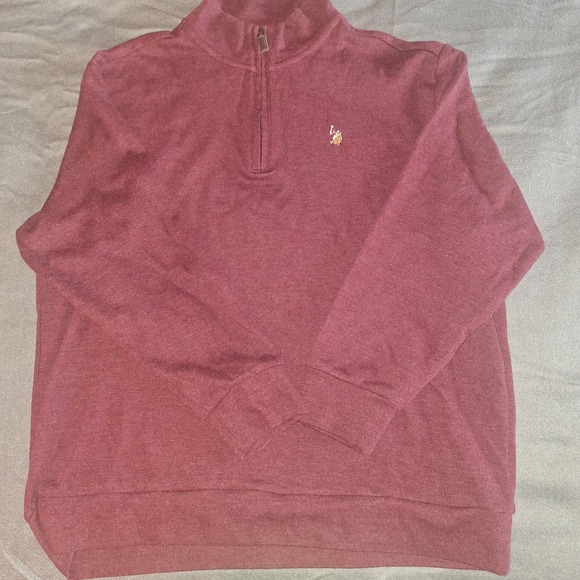 U.S. Polo Assn. Other - US Polo Assn Mens 2XL Burgundy Quarter Zip Pullover Sweater Heathered Red Logo